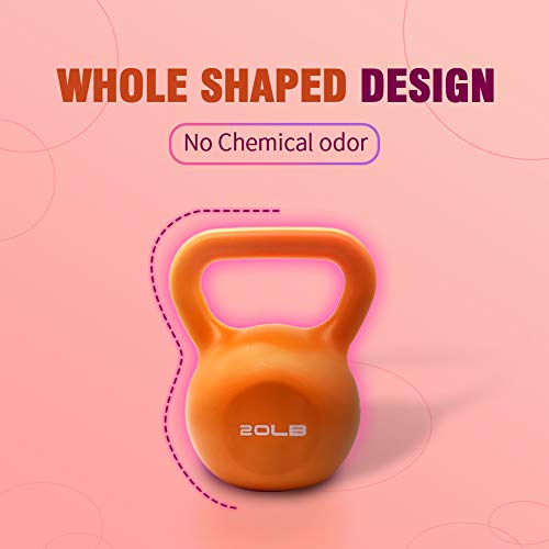 Women Exercise Kettlebells 50LBs Set with Vinyl Coated Strength Training Kettle Bell for Home Workout, Strong Grip Weights 5/10/15/20lb Included