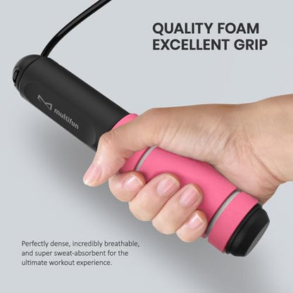Digital Jump Rope with Smart Counter & Timer - Adjustable Speed Skipping Rope for Fitness, Weight Loss, Boxing, MMA - Tangle-Free Ball Bearings & Anti-Slip Handles for Men, Women, Kids.(Check 2026 New Evolution for 3s Rope Swap)