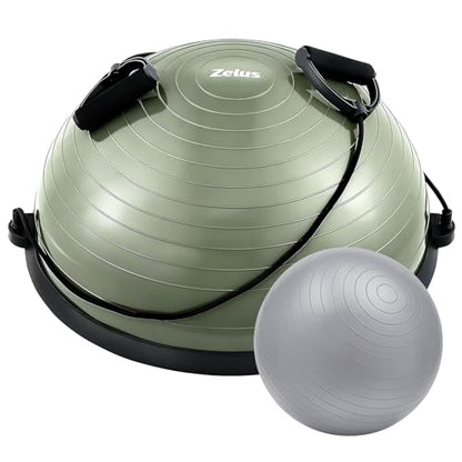 ZELUS 23in. Balance Ball with 55cm Yoga Ball, Resist Bands & Foot Pump - color: Matcha green