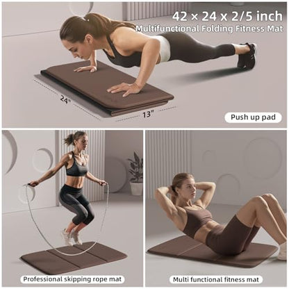 Foldable Exercise Pad for Gym or Home Use, (1.2" x 14"x 24"）Extra Thick and Wide Multi-Functional Knee Pad Cushion & Push Up Mat for Man Woman Kids, Non-Toxic POE Kids Yoga Mat, Lightweight Elbow Cushion for Yoga, Pilates