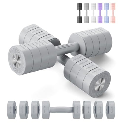 MERACH Dumbbell Set of 2, Adjustable Weight, Anti-slip Handle, Macaron Colors, Each 2.2/4.4/6.6/8.8 lbs, 4 in 1 Hand Weights for Women at Home