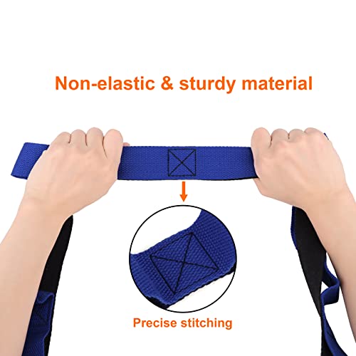 Muka Yoga Strap with 12 Loops for Workout Stretching, Non-Elastic Resistance Band for Fitness Pilates - color: Purple