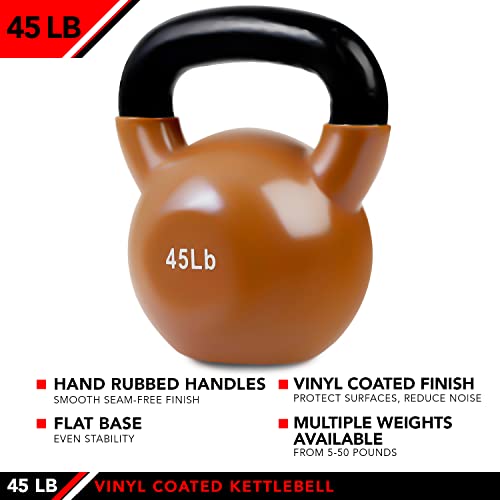 JFIT Kettlebell Weights Vinyl Coated Iron - style: 45lb (Bronze)