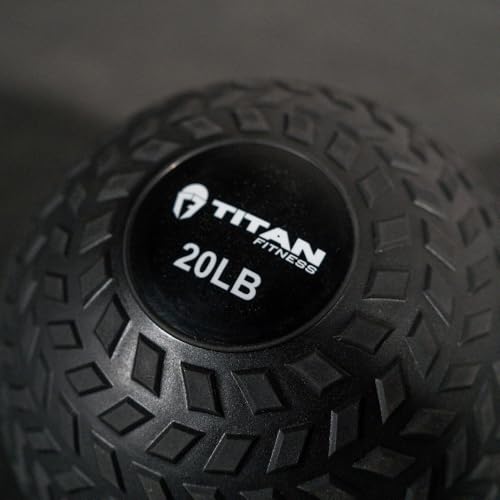 Titan Fitness Rubber Tread Slam Ball, Dead Bounce, Weight Workout - Throw, Catch, Slam, Twist - style: 20 lb