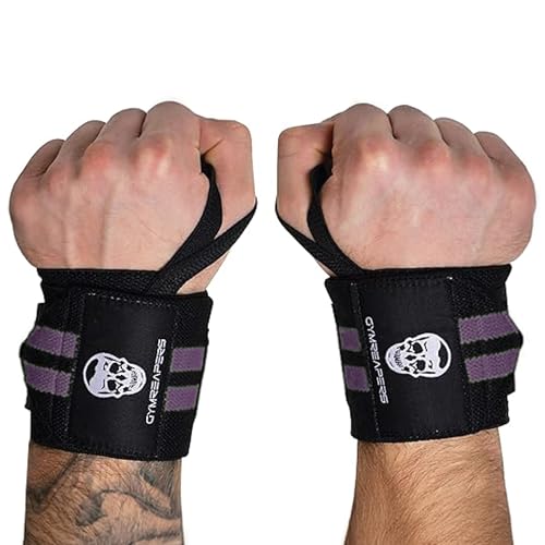 Gymreapers Weightlifting Wrist Wraps (IPF Approved) Professional Quality Wrist Support with Heavy Duty Thumb Loop - Best Wrap for Powerlifting Competition, Strength Training, Bodybuilding - color: Lilac