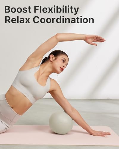YOTTOY Small Exercise Ball，9-inch Pilates Ball with Anti-Burst Technology for Stability, Ideal for Yoga, Pilates, Physical Therapy & Home Workouts - color: White