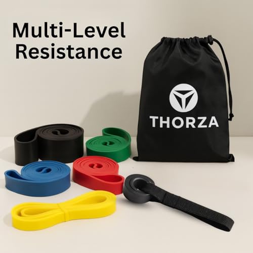 Resistance Bands Set – 5 Stackable Levels Up to 150 lbs, Workout Bands with Handles, Door Anchor & Carry Bag, Latex-Free TPE Exercise Bands – Full Body Home Gym (7-Piece Set)