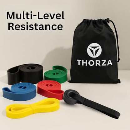 Resistance Bands Set – 5 Stackable Levels Up to 150 lbs, Workout Bands with Handles, Door Anchor & Carry Bag, Latex-Free TPE Exercise Bands – Full Body Home Gym (7-Piece Set)