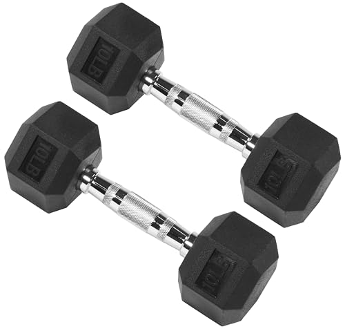 Signature Fitness Rubber Coated Hex Dumbbells Hand Weights for Exercises and Fitness Home Gym, 5-50 lbs, Pairs - style: 10 lbs Pair