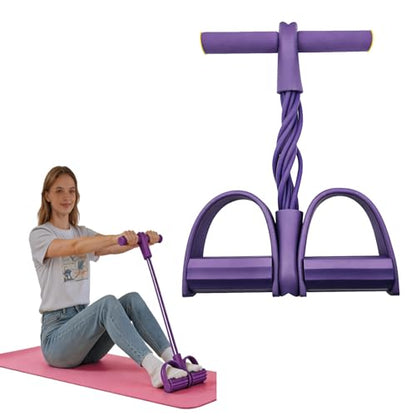 Pedal Resistance Band with Handle, 8-Tube Foot Resistance Bands with Handles, Portable Foot Pedal Resistance Band, Fitness Resistance Bands with Foot Pedals for Abs, Arms, Legs, Sit Up Home Workout