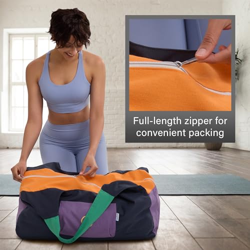 Yoga Bags and Carriers Fits All Your Stuff, Extra Large Yoga Mat Bag Full Zip Yoga Mat Bag with 3 Zipper pockets - color: Black-Multicolor