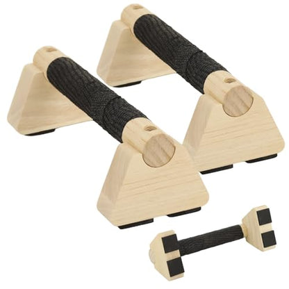 2 Pcs Wooden Parallettes Bars, Push Up Stands for Handstand Training and Fitness Exercise, Non Slip Base, 330 lbs Weight Capacity Calisthenics Equipment