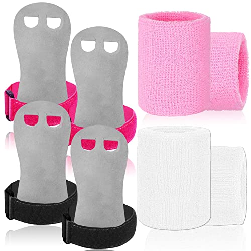 Amrta Gymnastics Grips with Wristbands for Girls 2 Pair - color: Pink-Black, size: Small