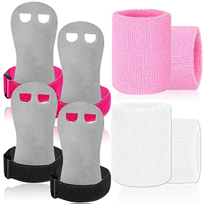 Amrta Gymnastics Grips with Wristbands for Girls 2 Pair - color: Pink-Black, size: Small