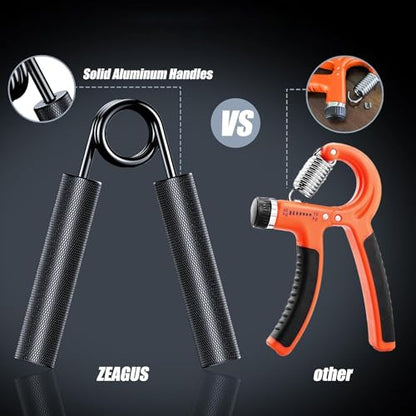 Grip Strength Trainer 4 Pack,50LB-200LB Metal Hand Grip Strengthener,Non-Slip Heavy-Duty Forearm Exerciser,Hand Gripper for Muscle Building and Hand Rehabilitation Exercising - color: Black
