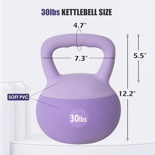 DlandHome Kettlebell Weights Strength Training Kettlebell-Great for Full Body Workout and Strength Training,Easy Grip Handle,PVC Filled with Iron Sand - color: Purple-30lbs