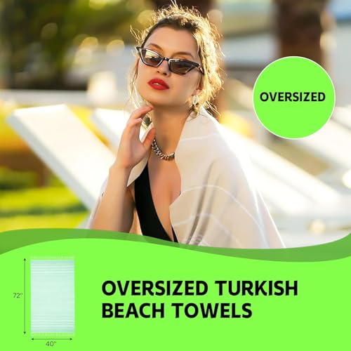 HAVLULAND Turkish Beach Towel Set of 6 Oversized 72x40 100% Turkish Cotton - color: Lilac, size: 6 Pack