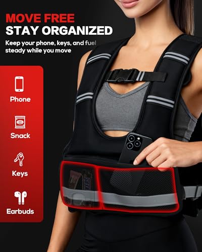 Weighted Vest for Women & Men with U-Shaped Breathable Design, Adjustable Weights 8–18lbs for Walking, Running, Rucking – Strength Training Weighted Vest with Adjustable Straps and Large Phone Pocket