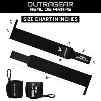 18" OG-Grade Wrist Wraps for Weightlifting – Heavy Duty Wrist Support with Thumb Loop & Lockdown Strap – Wrist Straps for Powerlifting, Bench Press & Gym Training - color: Classic Black