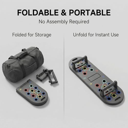 Foldable Push Up Board, Portable Multi-Function Fitness Exercise Board for Home Total Body Workout