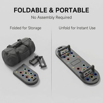 Foldable Push Up Board, Portable Multi-Function Fitness Exercise Board for Home Total Body Workout