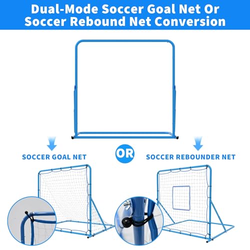 Adjustable Soccer Rebounder Net & Goal – Durable Steel Frame, Multi-Sport Bounce Back Trainer, Portable Quick Setup – Ideal for Youth & Adults, Passing & Firing Practice – 4x4 FT Size