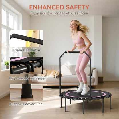 Soozier 45/48" Rebounder Trampoline for Adults 440lbs Mini Trampoline - color: Pink, size: 45"