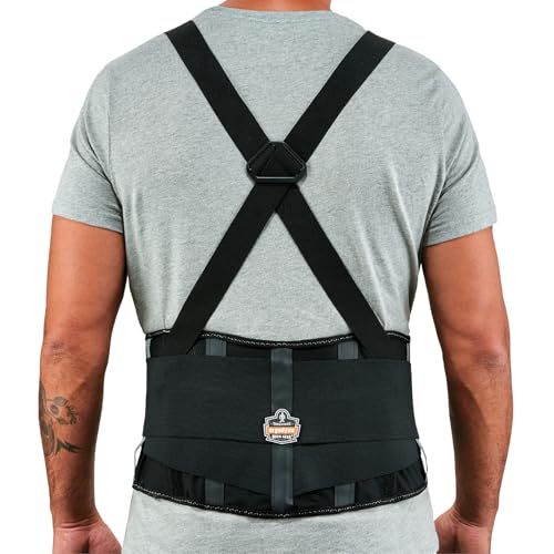 Ergodyne ProFlex 2000SF Back Support Brace, 8.5" Spandex, V-Shape Design and Patented Stays for Added Support, 4XL , Black - size: 4X-Large