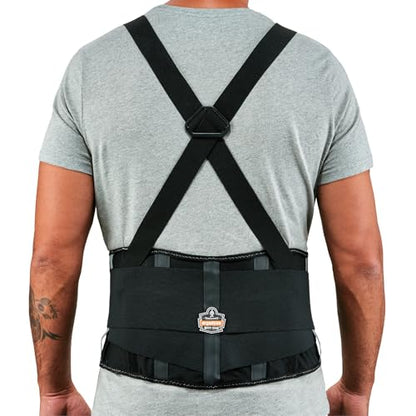 Ergodyne ProFlex 2000SF Back Support Brace, 8.5" Spandex, V-Shape Design and Patented Stays for Added Support, 4XL , Black - size: 4X-Large