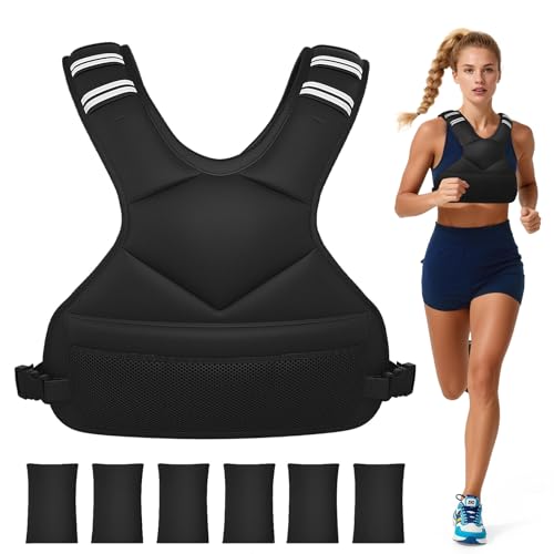 Ragebby Adjustable Weighted Vest for Women Men, 4-10lb/12-18lb/ Vest with 6 Ironsand Weights, Weight Vest with Reflective Strip for Running, Walking, Exercise, Strength Training - size: 4-10LB