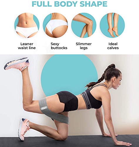 Resistance Bands Set Men/Women (3 Packs), Exercise Bands for Legs & Butt, Non-Slip Workout Bands Booty Bands With 3 Resistance Levels, Ideal for Squats/Glute Bridge/Lunges/Pilates and Yoga (Gray suit)