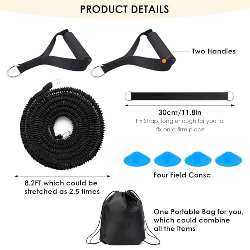 Speed Agility Training Equipment, 80lb Resistance Band Set to Improve Power, Strength, Focus Full Body Workout for Football, Basketball, Soccer, Tennis, Running, Jumping
