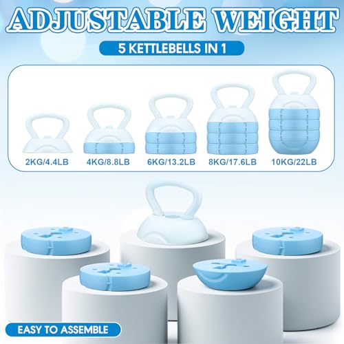 Adjustable Water Filled Kettlebell 5/8/13/17/22 lb Water Filled Kettlebells Weights Set for Home Gym, Kettle Bell Sets for Women at Home and Cross-training Exercise