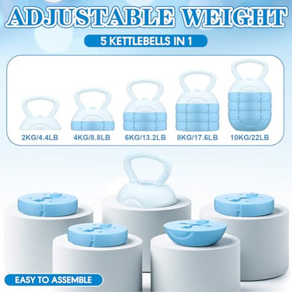 Adjustable Water Filled Kettlebell 5/8/13/17/22 lb Water Filled Kettlebells Weights Set for Home Gym, Kettle Bell Sets for Women at Home and Cross-training Exercise