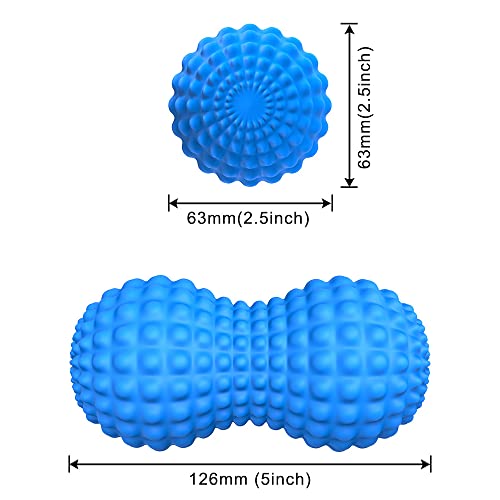SELEWARE Peanut Massage Ball, Double Lacrosse Massage Roller Balls, Deep Tissue Massage Ball for Back, Neck, Shoulder, Spine, Legs, Hips, Peanut Roller Trigger Point Muscle Massage Relaxer (Blue) - color: Blue
