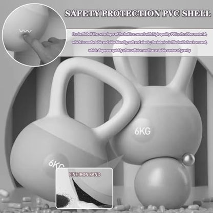 Kettlebell Weights Women's Fitness Shaping Soft Kettle Ball, Dumbbell For Office Exercise, Beginner/professional, Protective PVC Shell(Yellow-grey-5kg)