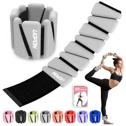 Wrist Ankle Weights for Women, Soft Silicone Wrist Weights Set of 2 for Walking, Pilates, Yoga, Barre & Strength Training, Weighted Bangles with Secure Non-Slip Fit for Arm & Leg Workouts, 2 lb / 4 lb