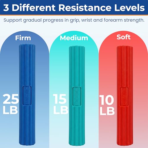 Flex Bars for Physical Therapy (3 Pack), Hand therapy Flex Bar, Resistance Bar for Golfers Elbow & Tendinitis, Tennis Elbow Exercise Devices, 3 Variable Twist Bar to Improve Grip Strength