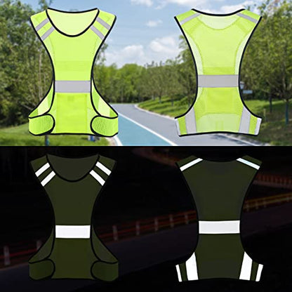 TCCFCCT Reflective Running Vest, High Visibility Running Gear with Large Pocket - color: 3 Pack Mesh Yellow