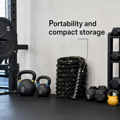 Fitvids Battle Rope 1.5Inch 2 Inch Diameter Poly Dacron 30 FT, 40 FT, 50 FT Length, Heavy Ropes for Home Gym and Workout