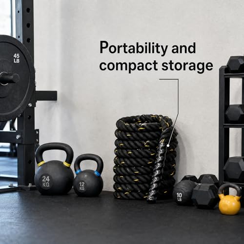 Fitvids Battle Rope 1.5Inch 2 Inch Diameter Poly Dacron 30 FT – 40 FT – 1.5-Inch, 30FT – Black