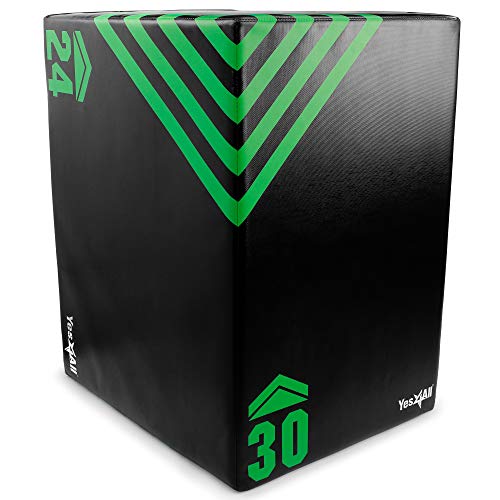 Yes4All 3 in 1 Foam Plyometric Jump Box for Training & Conditioning - Plyo Jump Box for Fitness Workout Exercise - color: Green and Black