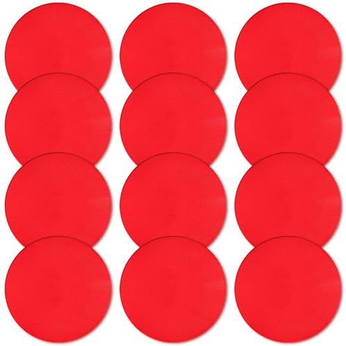Poly Spot Markers 4inch/9 inch Non-Slip Rubber Agility Markers Flat Field Cones Floor Dots for Football, Soccer, Basketball Training Markers, School Activities, Exercise Drills, Social Distancing - style: 9inch 12Pcs(Red)
