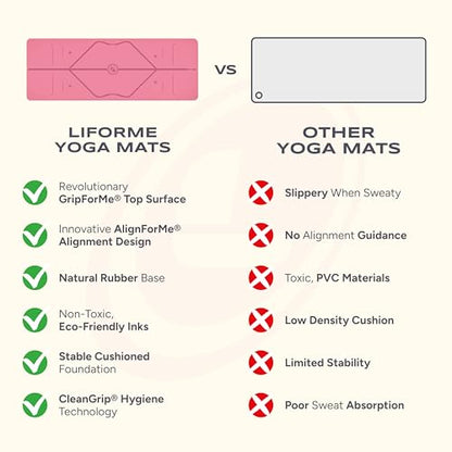 Liforme Classic Yoga Mat - Patented Alignment Design, Ultimate Grip - color: Pink