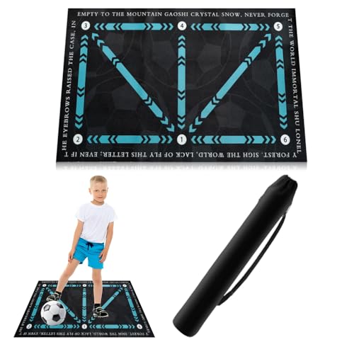 Soccer Training Mat with Video Guide & Grip Socks | 47“x32” Footwork Agility Mat for Ball Control & Speed | Non-Slip Soccer Practice Mat for All Ages, Home, Gym | Includes Training Equipment & Guide - style: 2-in-1 Basic