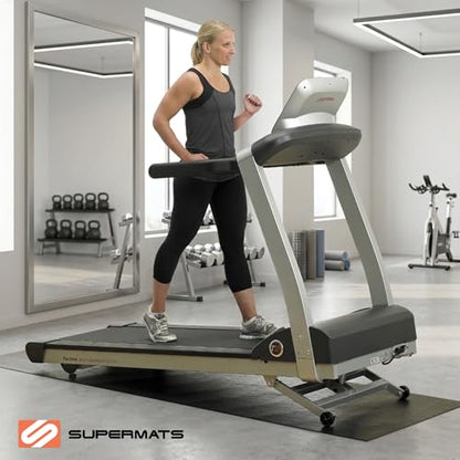 SuperMats High Density Commercial Grade Solid Equipment Mat 29GS Made in U.S.A. for Large Treadmills Ellipticals Rowers Water Rowing Machines Recumbent Bikes and Exercise Equipment (3-Feet x 8.5-Feet) (36" x 102") (91.4 cm x 259.1 cm),Black