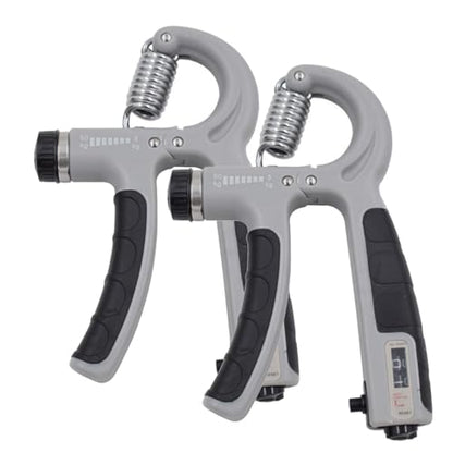 2 Pack Hand Grip Strength Trainer for Muscle Building with Counter, Adjustable Resistance 10-130 lbs, Wrist Forearm Strengthener Finger Strengthener - color: Grey