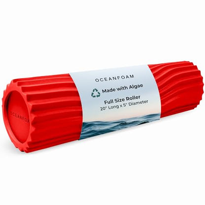 Tidal Roller - Red - Muscle Massage Foam Roller for Back Pain & Stretching - Firm and Ergonomic Wide Wave Textured - Yoga, Athletics, & Wellness - Full Size, 20" x 5" - color: Red