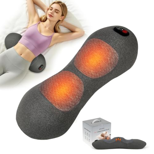 Gifts for Father 3-in-1 Electric Back Massager with Heat & Smooth Spine Technology Cordless Lumbar Support Cushion with Vibration, Stretch & Adjustable Height Deep Tissue Pain Relief for Lower Back