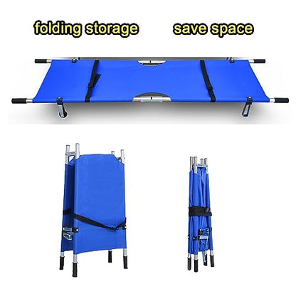 Portable Folding Stretcher - Aluminum Alloy Spine Board for Emerncy Use, Hospitals, Clinics, Home Care & Sports - Stainless Steel, 200x53cm - color: Aluminum Alloy